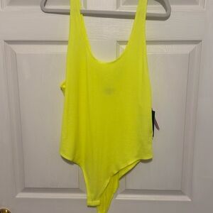 Neon yellow sleeveless bodysuit